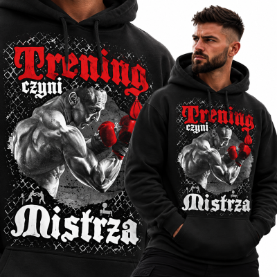 BLUZA Z KAPTUREM SPORTY WALKI  TRENING CZYNI MISTRZA